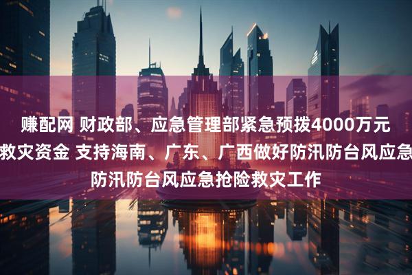 赚配网 财政部、应急管理部紧急预拨4000万元中央自然灾害救灾资金 支持海南、广东、广西做好防汛防台风应急抢险救灾工作